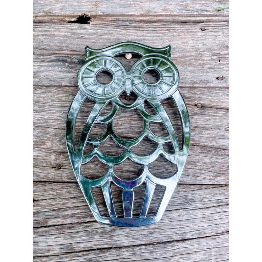 Vintage 1970s Metal Owl Footed Trivet Leonard Italy